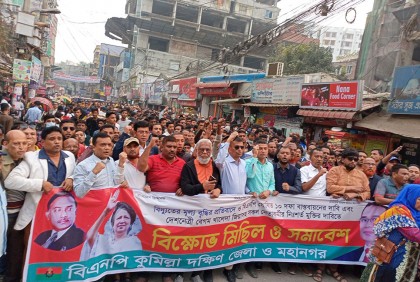 বিদ্যুতের দাম কমানোর দাবিতে কুমিল্লায় বিএনপির বিক্ষোভ