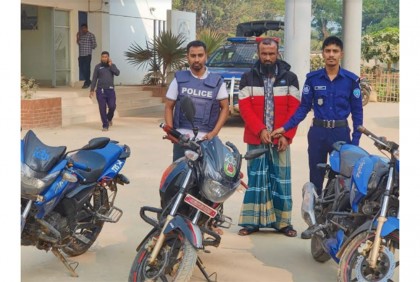 সুধারামে চোরাই মোটরসাইকেলসহ গ্রেফতার ১