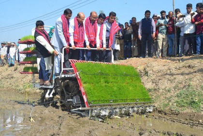 গ্রামে গ্রামে ধান লাগানোর উৎসব, ধান লাগালেন ডিসি-ডিডি