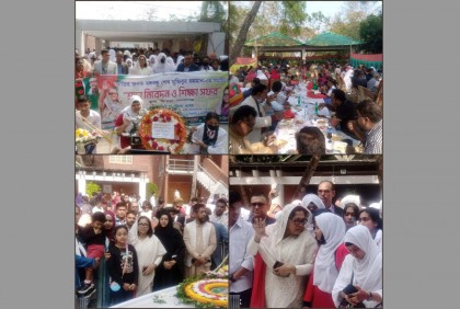 বঙ্গবন্ধুর সমাধিতে শিক্ষার্থীদের নিয়ে ব্যতিক্রমী শিক্ষাসফর সানজিদা খানমের

