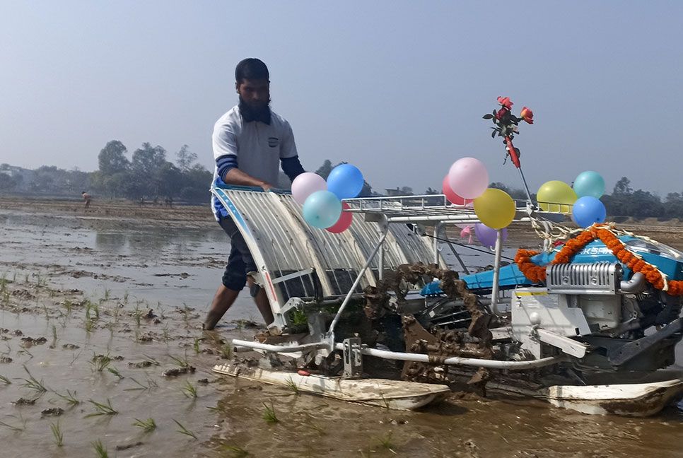 গোমস্তাপুরে আধুনিক প্রযুক্তিতে ধান চাষ