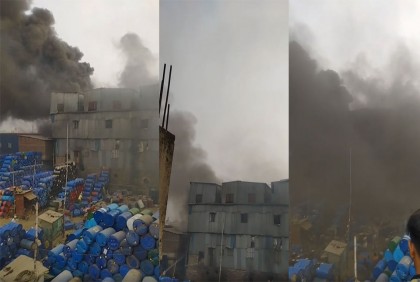 সোয়ারীঘাটে প্লাস্টিক কারখানায় আগুন

