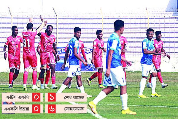 ফর্টিসকে হারিয়ে তিনে শেখ রাসেল