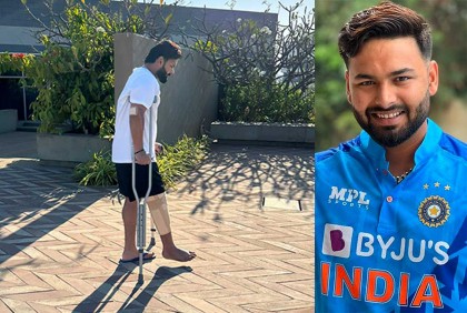 মৃত্যুর মুখ থেকে ফিরে প্রথমবার নিজের পায়ে দাঁড়ালেন পন্ত