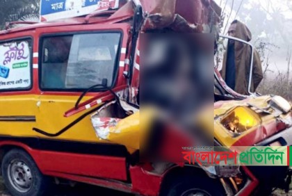 দাঁড়িয়ে থাকা ট্রাককে অ্যাম্বুলেন্সের ধাক্কা, চালক নিহত
