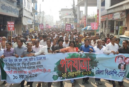 মেহেরপুরে বিএনপির পদযাত্রা অনুষ্ঠিত