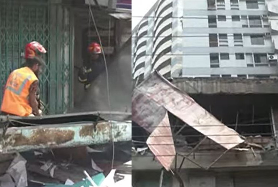 রাজধানীর সায়েন্সল্যাব এলাকায় ভবনে বিস্ফোরণ, আংশিক বিধ্বস্ত