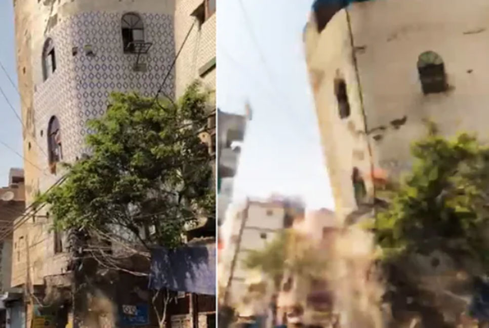 নয়াদিল্লিতে হুড়মুড়িয়ে রাস্তার ওপর ধসে পড়ল ভবন (ভিডিও) 

