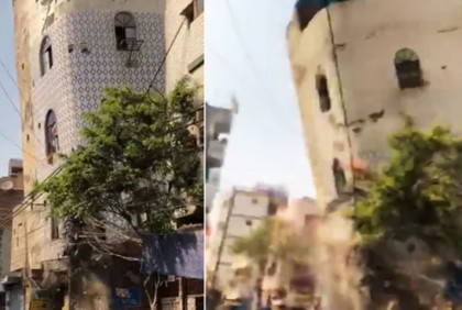 নয়াদিল্লিতে হুড়মুড়িয়ে রাস্তার ওপর ধসে পড়ল ভবন (ভিডিও) 

