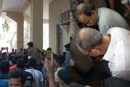 অবরুদ্ধ রাবি উপাচার্য, বিক্ষোভ চলছে