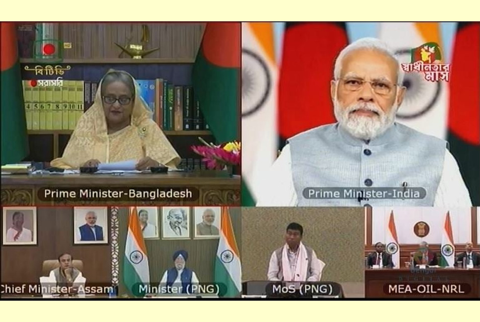 আন্তঃসীমান্ত মৈত্রী পাইপলাইন উদ্বোধন করলেন শেখ হাসিনা ও নরেন্দ্র মোদি 

