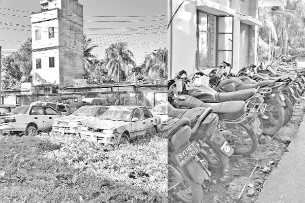 থানা চত্বরে নষ্ট হচ্ছে লাখ লাখ টাকার গাড়ি