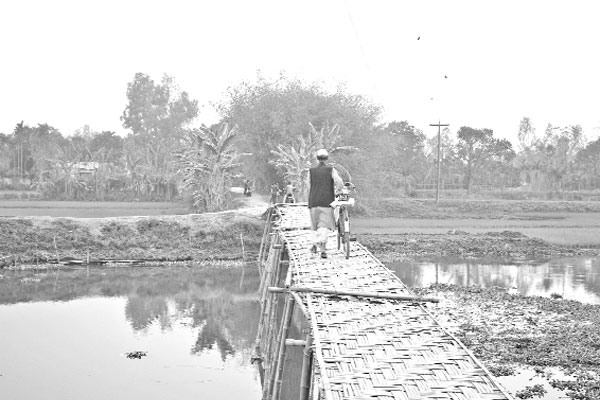 বাঁশের সাঁকোতে পারাপার