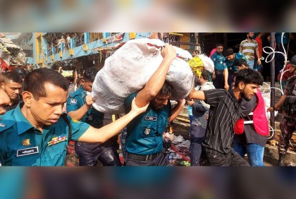 নিউ সুপার মার্কেটের আগুন নিয়ন্ত্রণে, পুরোপুরি নিভতে আরও সময় লাগবে