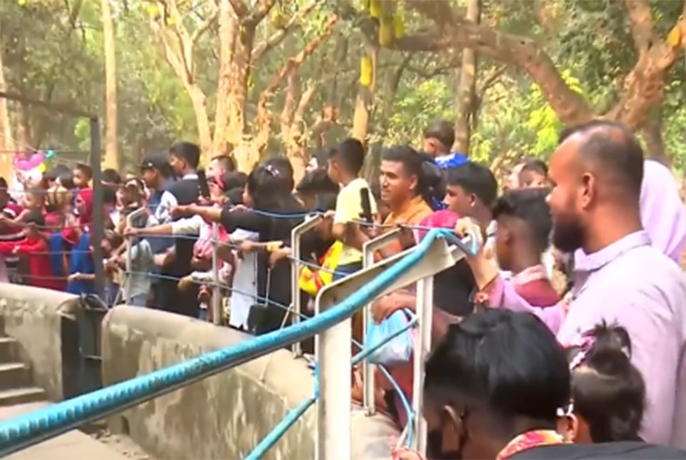 দর্শনার্থীদের ঢল নেমেছে জাতীয় চিড়িয়াখানায়