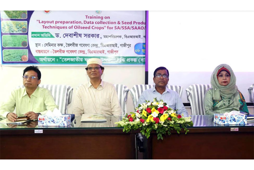 বারিতে তৈলবীজ ফসলের লেআউট প্রস্তুতি, তথ্য সংগ্রহ এবং বীজ উৎপাদন কৌশল সম্পর্কে প্রশিক্ষণ