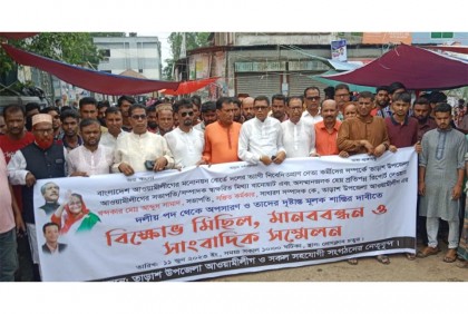 তাড়াশে আওয়ামী লীগের বিক্ষোভ সমাবেশ