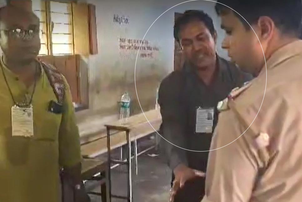 পুলিশের পা ধরে পোলিং অফিসার বললেন তিনি ভোট কেন্দ্রে থাকতে পারবেন না