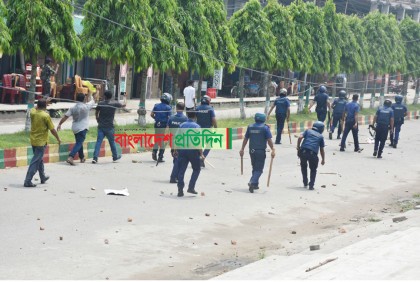 রাজবাড়ীতে পুলিশের সঙ্গে বিএনপির সংঘর্ষ 

