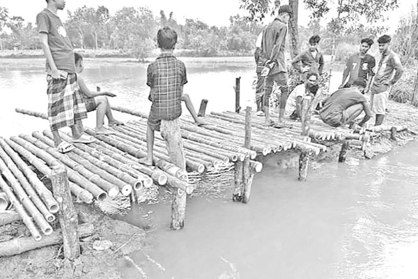 শিক্ষার্থীদের স্বেচ্ছাশ্রমে সাঁকো