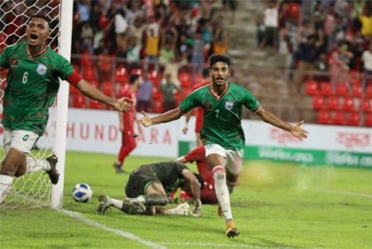 মোরসালিনের গোলে পরাজয় এড়ালো বাংলাদেশ