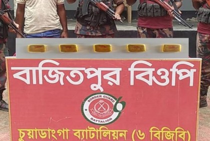 মেহেরপুরে অভিযান চালিয়ে ৫ স্বর্ণের বার উদ্ধার