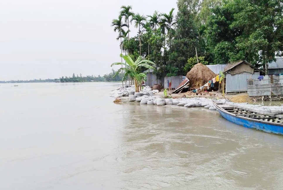 কুড়িগ্রামে তিস্তা নদীর পানি বৃদ্ধি পেয়ে নিম্নাঞ্চল প্লাবিত