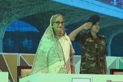 শাহজালালের থার্ড টার্মিনালের উদ্বোধনস্থলে প্রধানমন্ত্রী