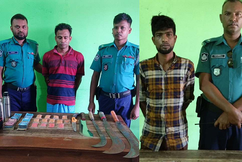 বরিশালে ইউপি সদস্যসহ ৩ জন ইয়াবা ও অস্ত্রসহ আটক