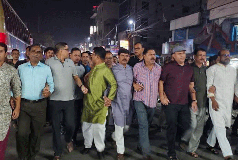 বিএনপি-জামায়াতের হরতালের প্রতিবাদে সুনামগঞ্জে বিক্ষোভ