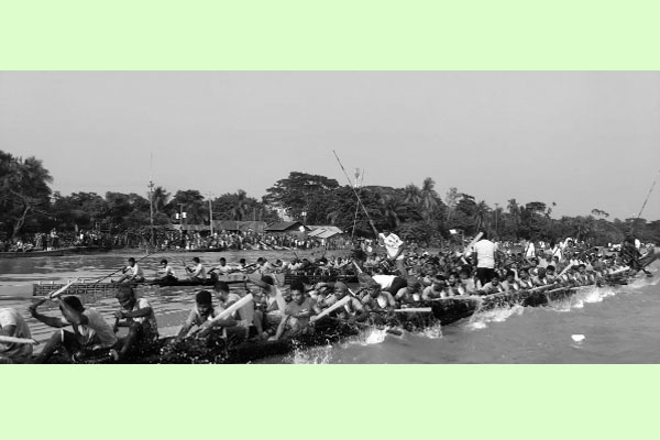 উজিরপুরে নৌকাবাইচে মানুষের ঢল