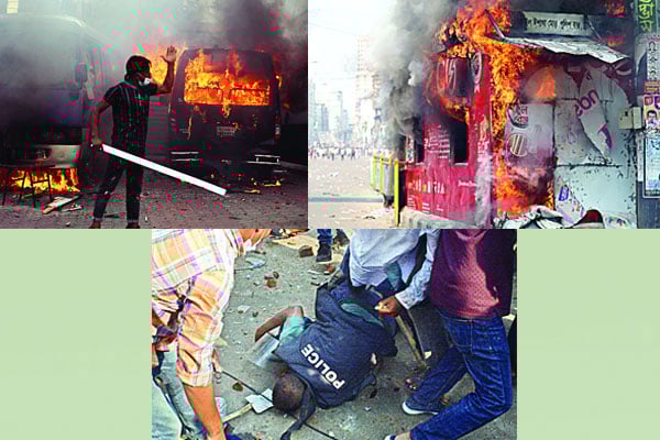 পুলিশ-বিএনপি সংঘর্ষে রণক্ষেত্র