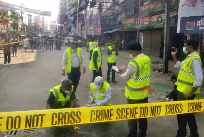 বিএনপি কার্যালয়ের সামনের অংশ ক্রাইম সিন হিসেবে চিহ্নিত