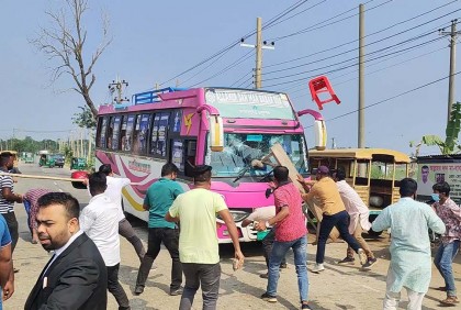 সুনামগঞ্জ-সিলেট সড়কে বিএনপির মিছিল, যানবাহন ভাঙচুর