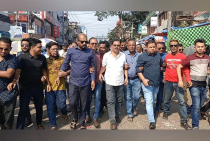 সুনামগঞ্জে আওয়ামী লীগের অবরোধ বিরোধী মিছিল
