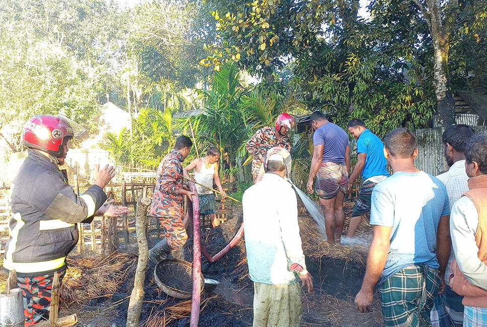 পূর্ব শত্রুতায় কৃষকের ৭ বিঘা জমির খড়ের গাদায় আগুন