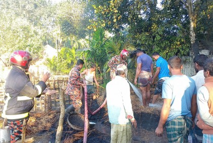 পূর্ব শত্রুতায় কৃষকের ৭ বিঘা জমির খড়ের গাদায় আগুন