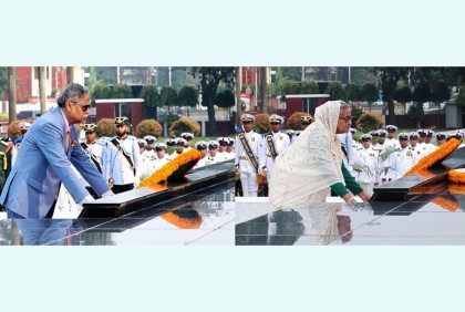 শিখা অনির্বাণে রাষ্ট্রপতি-প্রধানমন্ত্রীর শ্রদ্ধা