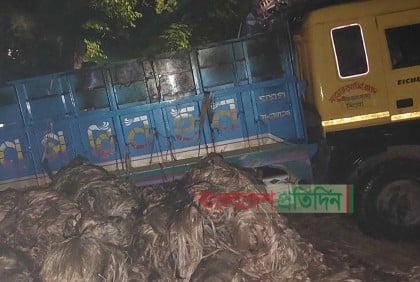 বালিয়াকান্দিতে মধ্যরাতে পাটভর্তি ট্রাকে আগুন