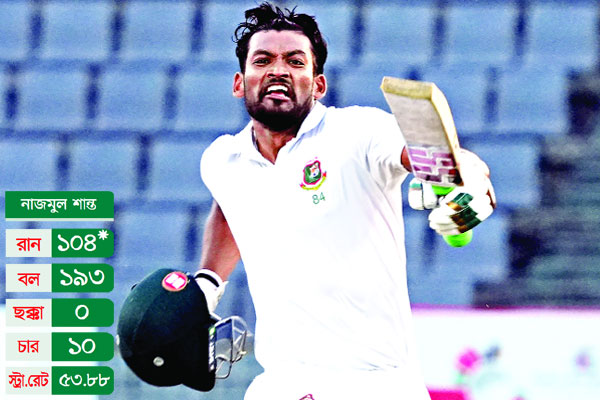 নেতৃত্বের অভিষেকেই শান্তর সেঞ্চুরি