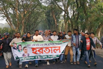 শৈলকুপায় হরতালের সমর্থনে বিএনপির ঝটিকা মিছিল