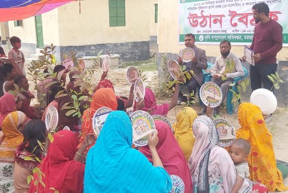  চরভদ্রাসনে পুষ্টিবাগান স্থাপন বিষয়ে উঠান বৈঠক অনুষ্ঠিত