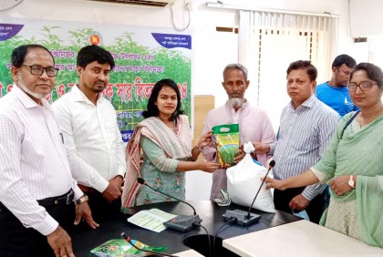গাজীপুরে কৃষকের মাঝে পাট বীজ বিতরণ

