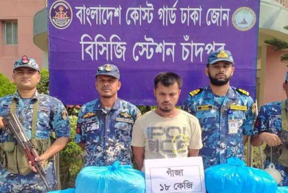 চাঁদপুরে ১৮ কেজি গাঁজাসহ একজন আটক