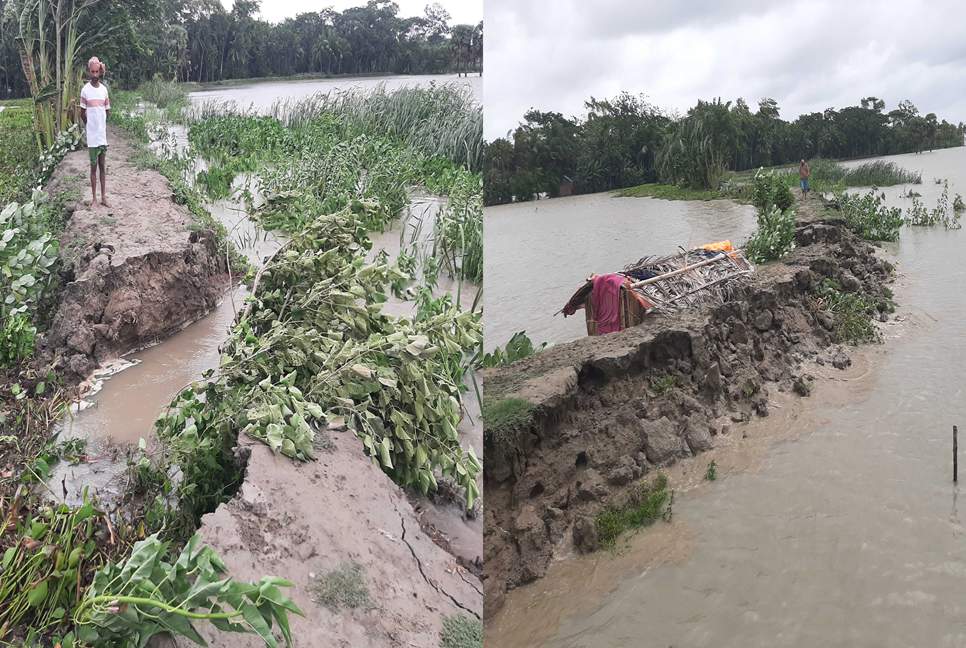 বরগুনায় রেমালের প্রভাবে বাঁধ ভেঙে গ্রাম প্লাবিত