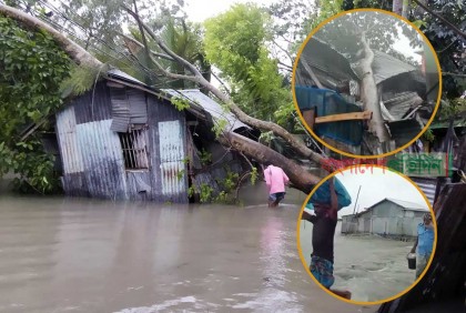 বাগেরহাটে বিধ্বস্ত ৪৫ হাজার ঘর-বাড়ি, পানিবন্দি ৫০ হাজার পরিবার 