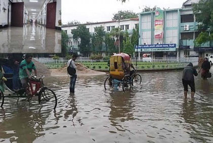 টানা বৃষ্টিতে ডুবেছে ওসমানী মেডিকেল, রোগীদের দুর্ভোগ


