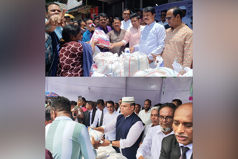 সুনামগঞ্জে আওয়ামী লীগের প্রতিষ্ঠাবার্ষিকীতে বন্যা দুর্গতদের ত্রাণ বিতরণ