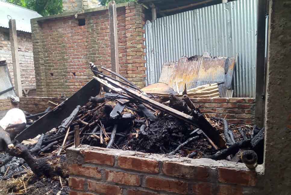 গাইবান্ধায় আগুনে পুড়ে গেল গবাদিপশু ও ঘর