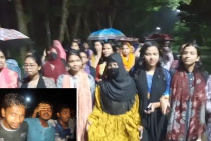 বৃষ্টি উপেক্ষা করে মধ্য রাতে উত্তাল শাবিপ্রবি